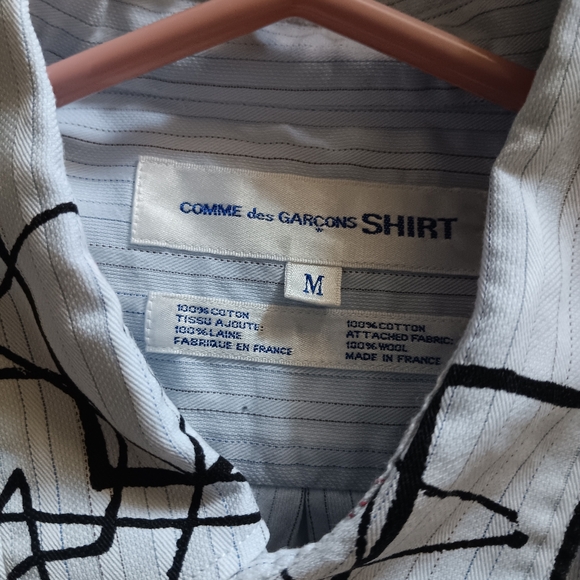 COMME DES GARCONS Blue Cotton Embroidered Shirt M - Picture 7 of 10